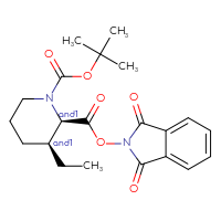 Chemical structure of rac-1-tert-butyl 2-(1,3-dioxo-2,3-dihydro-1H-isoindol-2-yl) (2R,3S)-3-ethylpiperidine-1,2-dicarboxylate - CSSB20620685240