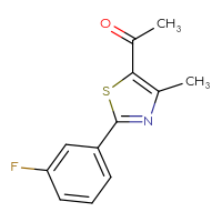 Chemical structure of 1-[2-(3-fluorophenyl)-4-methyl-1,3-thiazol-5-yl]ethan-1-one - CSSB00000169251