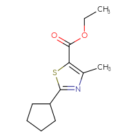 Chemical structure of ethyl 2-cyclopentyl-4-methyl-1,3-thiazole-5-carboxylate - CSSB00011406398