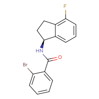 Chemical structure of 2-bromo-N-[(1S)-4-fluoro-2,3-dihydro-1H-inden-1-yl]benzamide - CSSB02041996214