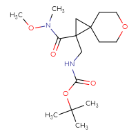 Chemical structure of tert-butyl N-({1-[methoxy(methyl)carbamoyl]-6-oxaspiro[2.5]octan-1-yl}methyl)carbamate - CSSB01213301047