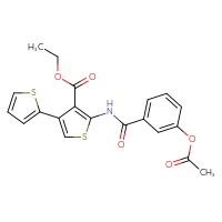 Chemical structure of ethyl 5'-[3-(acetyloxy)benzamido]-[2,3'-bithiophene]-4'-carboxylate - CSSB00121732614