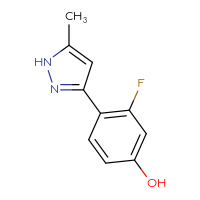 Chemical structure of 3-fluoro-4-(5-methyl-1H-pyrazol-3-yl)phenol - CSSB06586865065