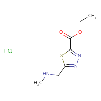 Chemical structure of ethyl 5-[(methylamino)methyl]-1,3,4-thiadiazole-2-carboxylate hydrochloride - CSSB02495366135