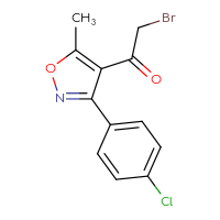 Chemical structure of 2-bromo-1-[3-(4-chlorophenyl)-5-methyl-1,2-oxazol-4-yl]ethan-1-one - CSSB00025746663