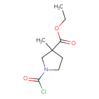 Chemical structure of ethyl 1-(carbonochloridoyl)-3-methylpyrrolidine-3-carboxylate - CSSB14985244912