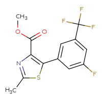 Chemical structure of methyl 5-[3-fluoro-5-(trifluoromethyl)phenyl]-2-methyl-1,3-thiazole-4-carboxylate - CSSB06590088571