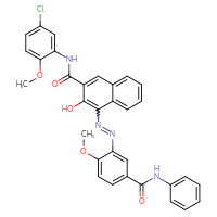 Chemical structure of N-(5-chloro-2-methoxyphenyl)-3-hydroxy-4-{2-[2-methoxy-5-(phenylcarbamoyl)phenyl]diazen-1-yl}naphthalene-2-carboxamide - CSSB06645076551