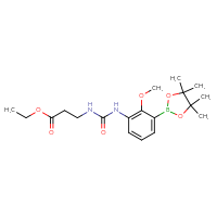 Chemical structure of ethyl 3-({[2-methoxy-3-(4,4,5,5-tetramethyl-1,3,2-dioxaborolan-2-yl)phenyl]carbamoyl}amino)propanoate - CSSB21332143826