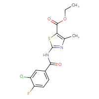Chemical structure of ethyl 2-(3-chloro-4-fluorobenzamido)-4-methyl-1,3-thiazole-5-carboxylate - CSSB02119878238