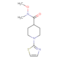 Chemical structure of N-methoxy-N-methyl-1-(1,3-thiazol-2-yl)piperidine-4-carboxamide - CSSB01998330678