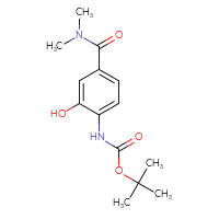 Chemical structure of tert-butyl N-[4-(dimethylcarbamoyl)-2-hydroxyphenyl]carbamate - CSSB01385229284