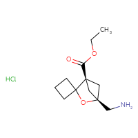 Chemical structure of ethyl (1r,4r)-4-(aminomethyl)-3-oxaspiro[bicyclo[2.1.1]hexane-2,1'-cyclobutane]-1-carboxylate hydrochloride - CSSB06741646981