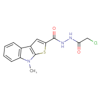 Chemical structure of N'-(2-chloroacetyl)-8-methyl-8H-thieno[2,3-b]indole-2-carbohydrazide - CSSB00025737951