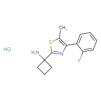Chemical structure of 1-[4-(2-fluorophenyl)-5-methyl-1,3-thiazol-2-yl]cyclobutan-1-amine hydrochloride - CSSB00015204929