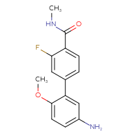 Chemical structure of 5'-amino-3-fluoro-2'-methoxy-N-methyl-[1,1'-biphenyl]-4-carboxamide - CSSB06586376466