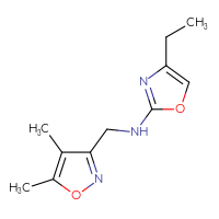 Chemical structure of N-[(4,5-dimethyl-1,2-oxazol-3-yl)methyl]-4-ethyl-1,3-oxazol-2-amine - CSSB20999020618