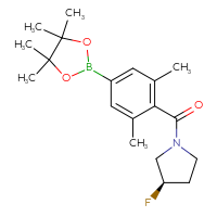 Chemical structure of (3R)-1-[2,6-dimethyl-4-(4,4,5,5-tetramethyl-1,3,2-dioxaborolan-2-yl)benzoyl]-3-fluoropyrrolidine - CSSB21332847497