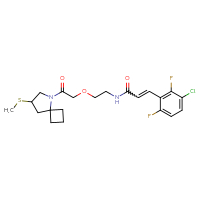 Chemical structure of 3-(3-chloro-2,6-difluorophenyl)-N-(2-{2-[7-(methylsulfanyl)-5-azaspiro[3.4]octan-5-yl]-2-oxoethoxy}ethyl)prop-2-enamide - CSSS15281572005