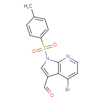 Chemical structure of 4-bromo-1-(4-methylbenzenesulfonyl)-1H-pyrrolo[2,3-b]pyridine-3-carbaldehyde - CSSB21332060455