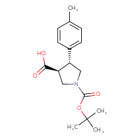 Chemical structure of (3S,4R)-1-[(tert-butoxy)carbonyl]-4-(4-methylphenyl)pyrrolidine-3-carboxylic acid - CSSB00016988454