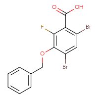 Chemical structure of 3-(benzyloxy)-4,6-dibromo-2-fluorobenzoic acid - CSSB06835378331