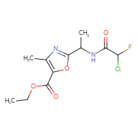 Chemical structure of ethyl 2-[1-(2-chloro-2-fluoroacetamido)ethyl]-4-methyl-1,3-oxazole-5-carboxylate - CSSB21332109171