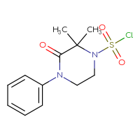 Chemical structure of 2,2-dimethyl-3-oxo-4-phenylpiperazine-1-sulfonyl chloride - CSSB21224774393