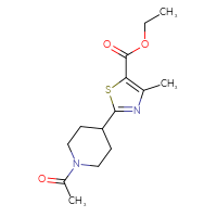 Chemical structure of ethyl 2-(1-acetylpiperidin-4-yl)-4-methyl-1,3-thiazole-5-carboxylate - CSSB02037270607