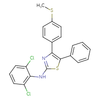 Chemical structure of N-(2,6-dichlorophenyl)-4-[4-(methylsulfanyl)phenyl]-5-phenyl-1,3-thiazol-2-amine - CSSB00028089288