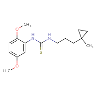 Chemical structure of 1-(2,5-dimethoxyphenyl)-3-[3-(1-methylcyclopropyl)propyl]thiourea - CSSB15310134644