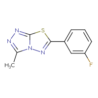 Chemical structure of 6-(3-fluorophenyl)-3-methyl-[1,2,4]triazolo[3,4-b][1,3,4]thiadiazole - CSSB00000015872