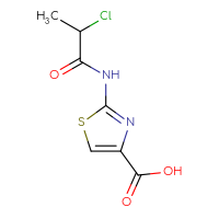 Chemical structure of 2-(2-chloropropanamido)-1,3-thiazole-4-carboxylic acid - CSSB00010075294