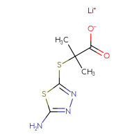 Chemical structure of lithium(1+) 2-[(5-amino-1,3,4-thiadiazol-2-yl)sulfanyl]-2-methylpropanoate - CSSB03496549760