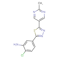Chemical structure of 2-chloro-5-[5-(2-methylpyrimidin-5-yl)-1,3,4-thiadiazol-2-yl]aniline - CSSB20621662930