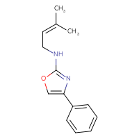 Chemical structure of N-(3-methylbut-2-en-1-yl)-4-phenyl-1,3-oxazol-2-amine - CSSB15035644770