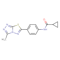 Chemical structure of N-(4-{3-methyl-[1,2,4]triazolo[3,4-b][1,3,4]thiadiazol-6-yl}phenyl)cyclopropanecarboxamide - CSSB00121608736
