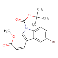 Chemical structure of tert-butyl 5-bromo-3-[(1Z)-3-methoxy-3-oxoprop-1-en-1-yl]-1H-indole-1-carboxylate - CSSB06446548751