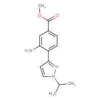 Chemical structure of methyl 3-amino-4-[1-(propan-2-yl)-1H-pyrazol-3-yl]benzoate - CSSB02365732302