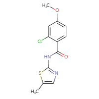 Chemical structure of 2-chloro-4-methoxy-N-(5-methyl-1,3-thiazol-2-yl)benzamide - CSSB00136265498