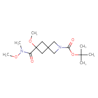 Chemical structure of tert-butyl 6-methoxy-6-[methoxy(methyl)carbamoyl]-2-azaspiro[3.3]heptane-2-carboxylate - CSSB19288340405