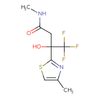 Chemical structure of 4,4,4-trifluoro-3-hydroxy-N-methyl-3-(4-methyl-1,3-thiazol-2-yl)butanamide - CSSB00025983583