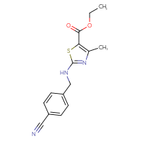 Chemical structure of ethyl 2-{[(4-cyanophenyl)methyl]amino}-4-methyl-1,3-thiazole-5-carboxylate - CSSB01513967312
