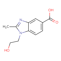Chemical structure of 1-(2-hydroxyethyl)-2-methyl-1H-1,3-benzodiazole-5-carboxylic acid - CSSB00000725640