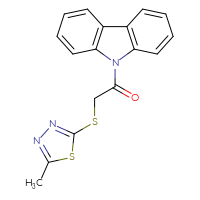 Chemical structure of 1-(9H-carbazol-9-yl)-2-[(5-methyl-1,3,4-thiadiazol-2-yl)sulfanyl]ethan-1-one - CSSB00028102314