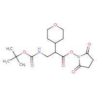 Chemical structure of 2,5-dioxopyrrolidin-1-yl 3-{[(tert-butoxy)carbonyl]amino}-2-(oxan-4-yl)propanoate - CSSB20271038393