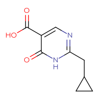Chemical structure of 2-(cyclopropylmethyl)-6-oxo-1,6-dihydropyrimidine-5-carboxylic acid - CSSB00012760299