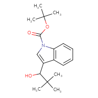 Chemical structure of tert-butyl 3-(1-hydroxy-2,2-dimethylpropyl)-1H-indole-1-carboxylate - CSSB21246481133