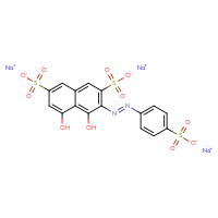 Chemical structure of trisodium 4,5-dihydroxy-3-[(1E)-2-(4-sulfonatophenyl)diazen-1-yl]naphthalene-2,7-disulfonate - CSSB00016996807
