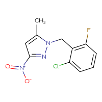 Chemical structure of 1-[(2-chloro-6-fluorophenyl)methyl]-5-methyl-3-nitro-1H-pyrazole - CSSB00015198131